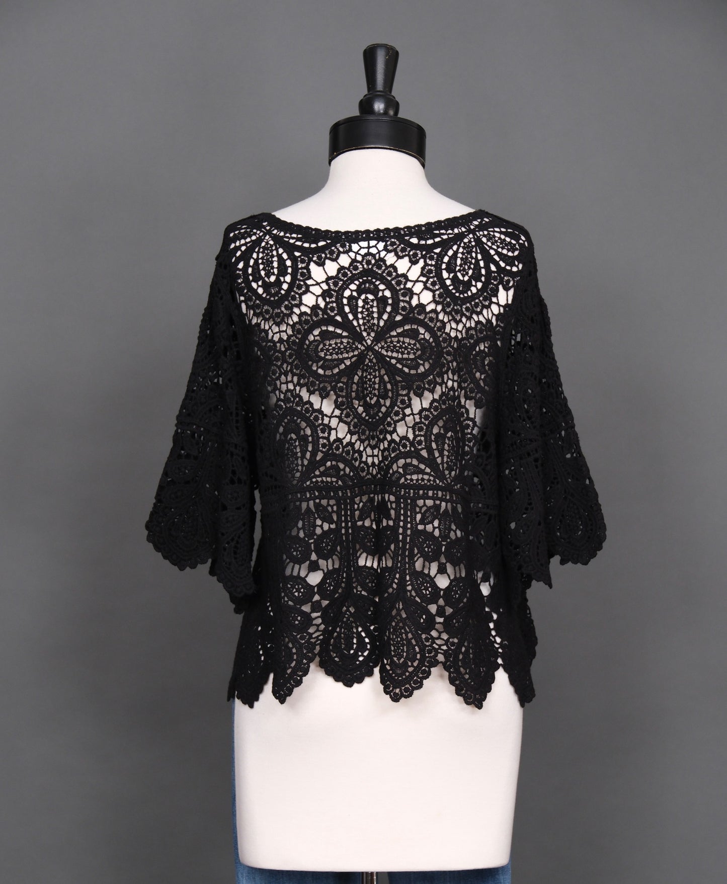 Clementine Crochet Top in Inky Black