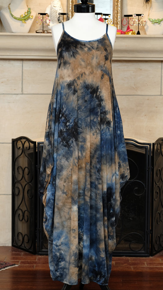 Cocoon Dress in Blue Storm