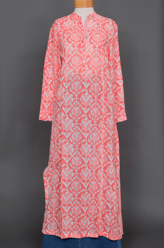 Coral Caftan in Cotton