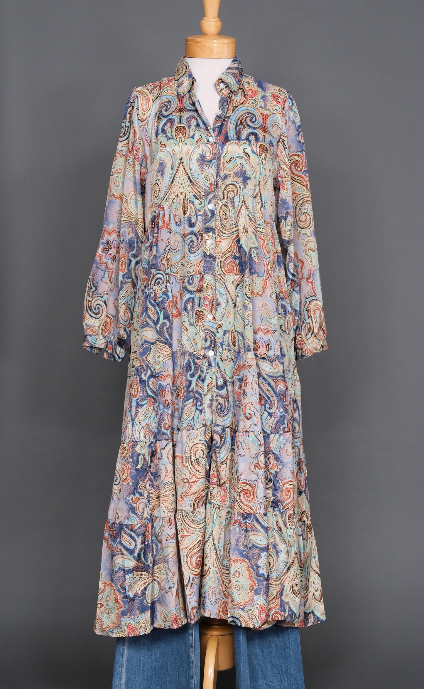 The Tate Dress in Slate Paisley