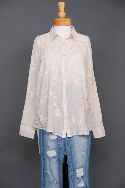 Dove Shirt in Embroidered Moonlight