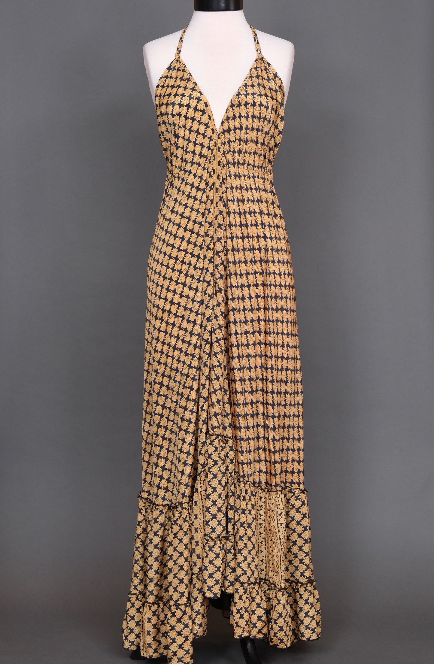 Halter Dress in Golden Leaf
