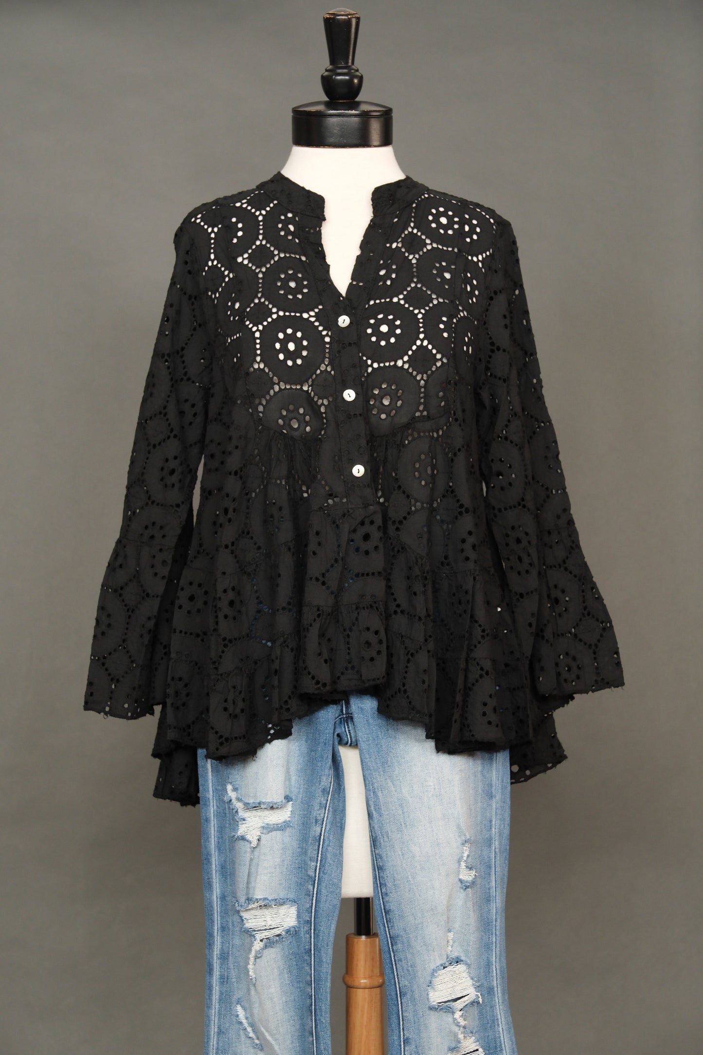 Jazmin Eyelet Top in Black
