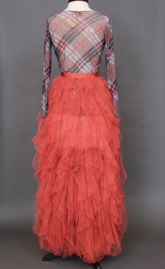Big Top Tulle Over Skirt in Faded Red
