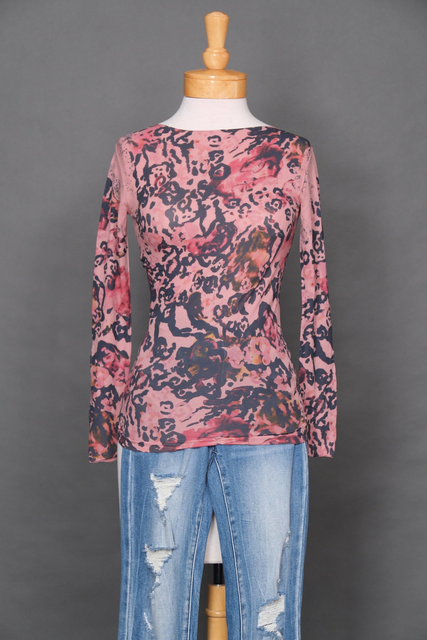 Mesh Tee in Ash Pink Leopard