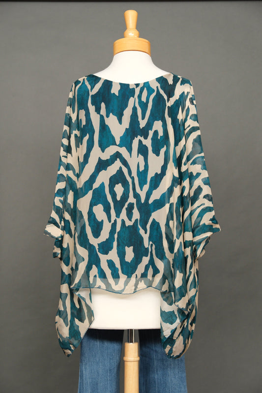 Silky Top in Abstract Teal