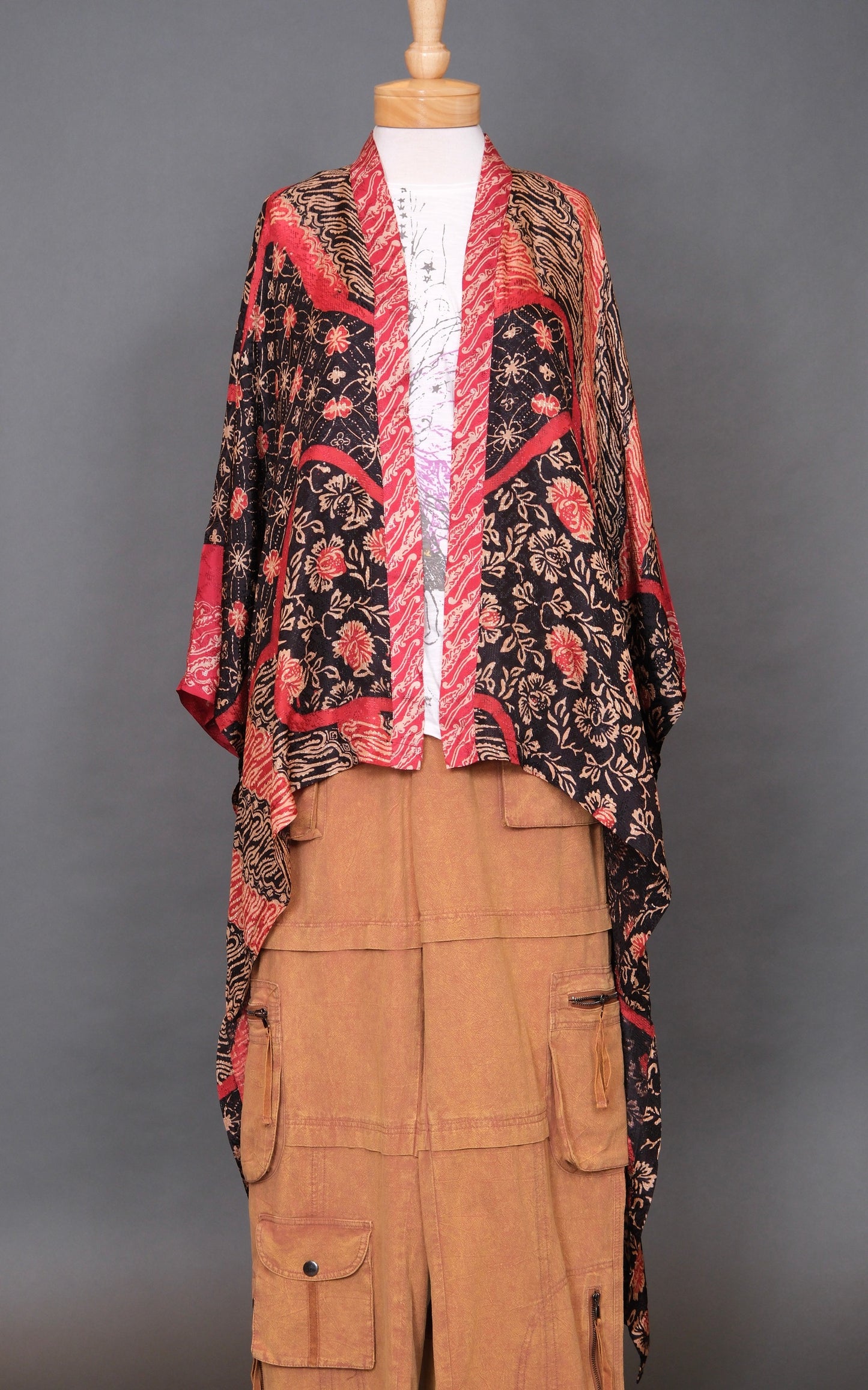Red Floral Hi-Low Duster