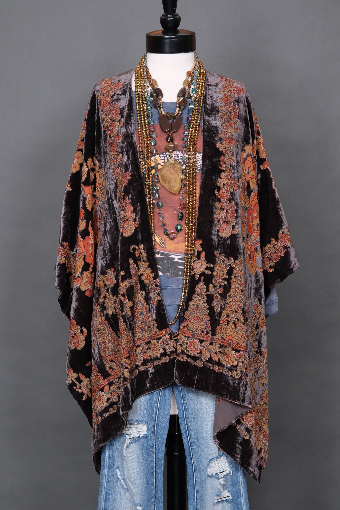 Sienna Midnight Burnout Velvet Duster