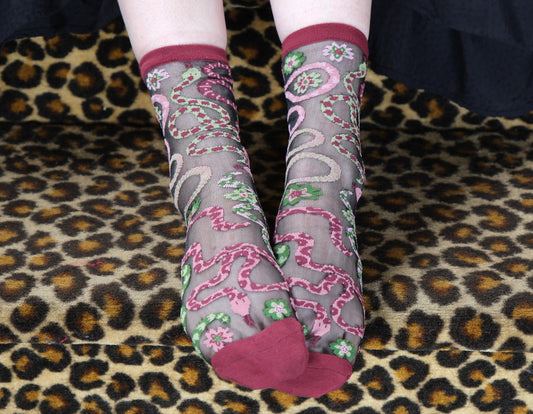 Garden of Eden Sheer Snake Socks