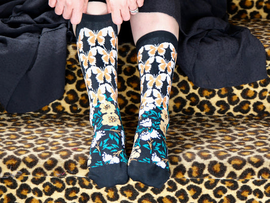 Cozy Butterscotch Butterfly Socks