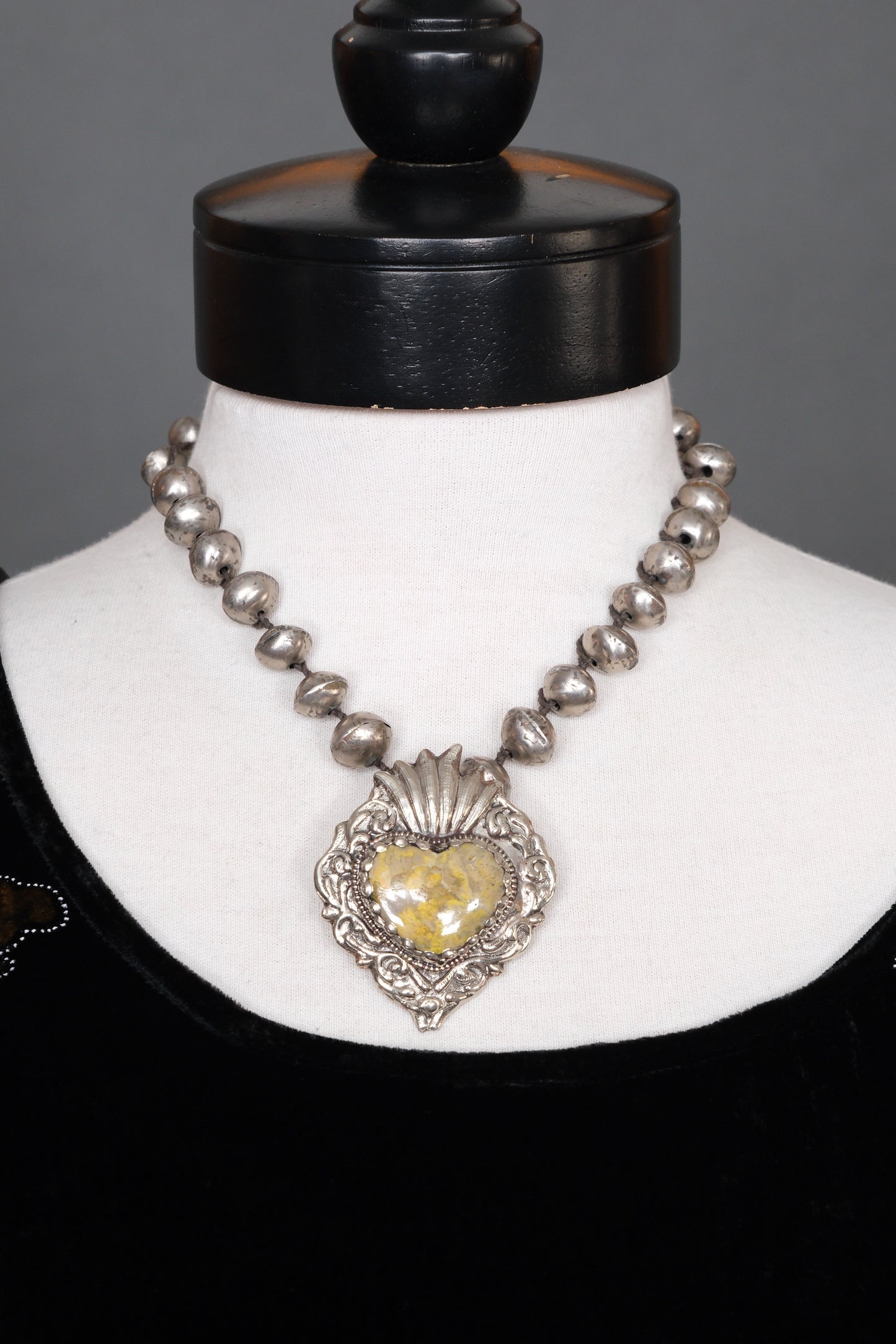 Bumble Bee Jasper Flaming Heart Necklace
