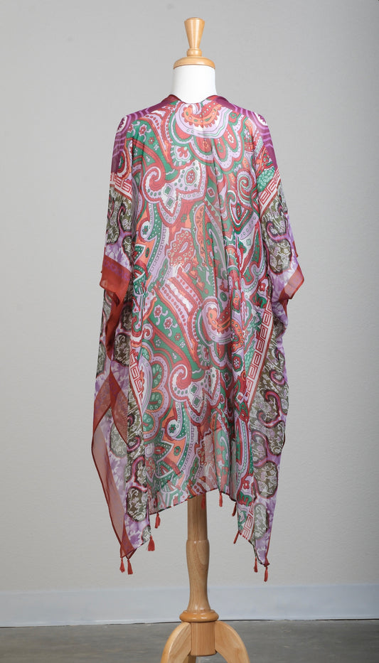 Kimono Topper in Purple/Rust