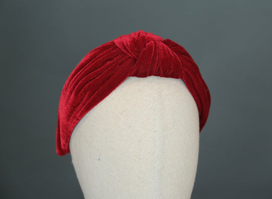 Headband in Deep Red Velvet