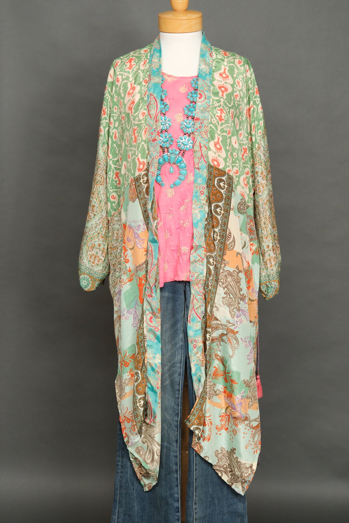Kashmir Duster in Coral Jade