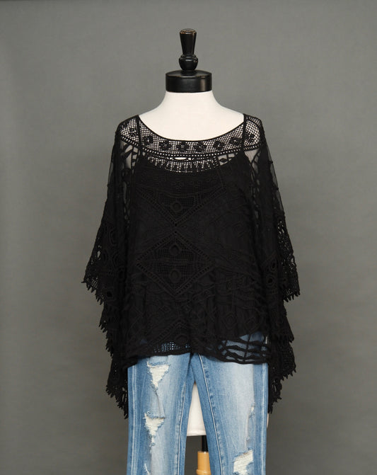 Santa Maria Top in Black Lace