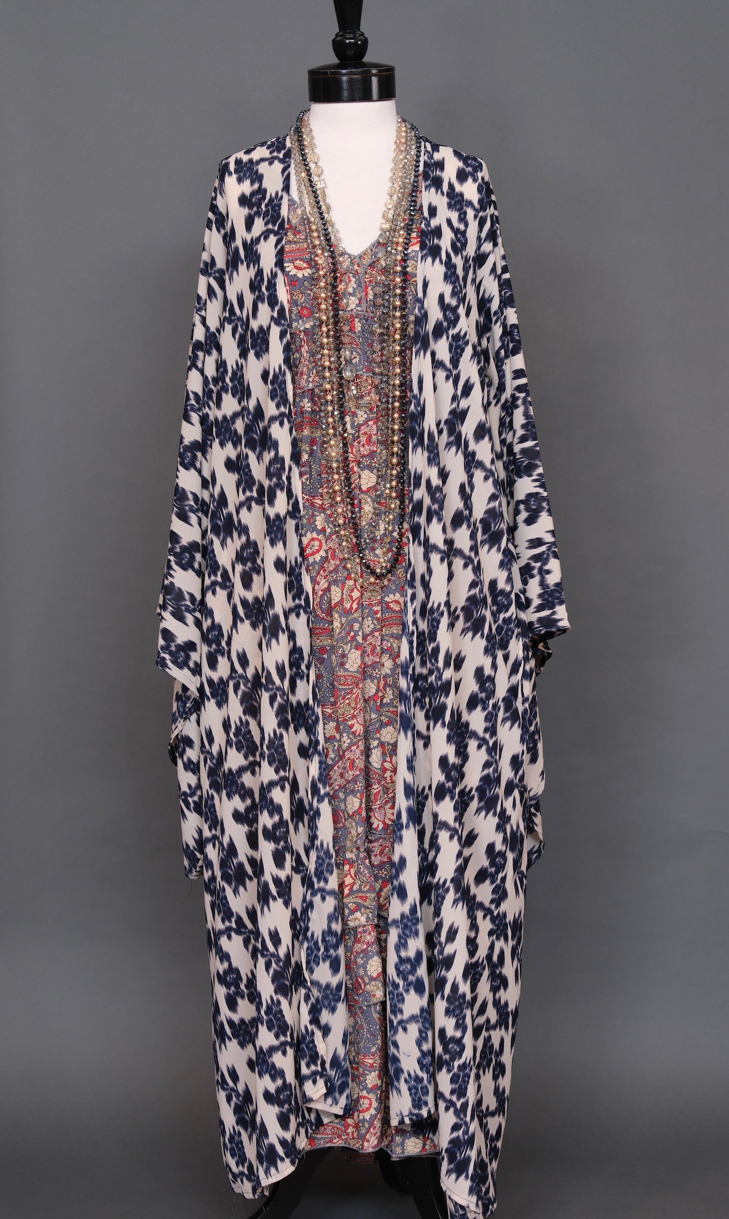 Blue Floral Ikat Kimono by Jennafer Grace