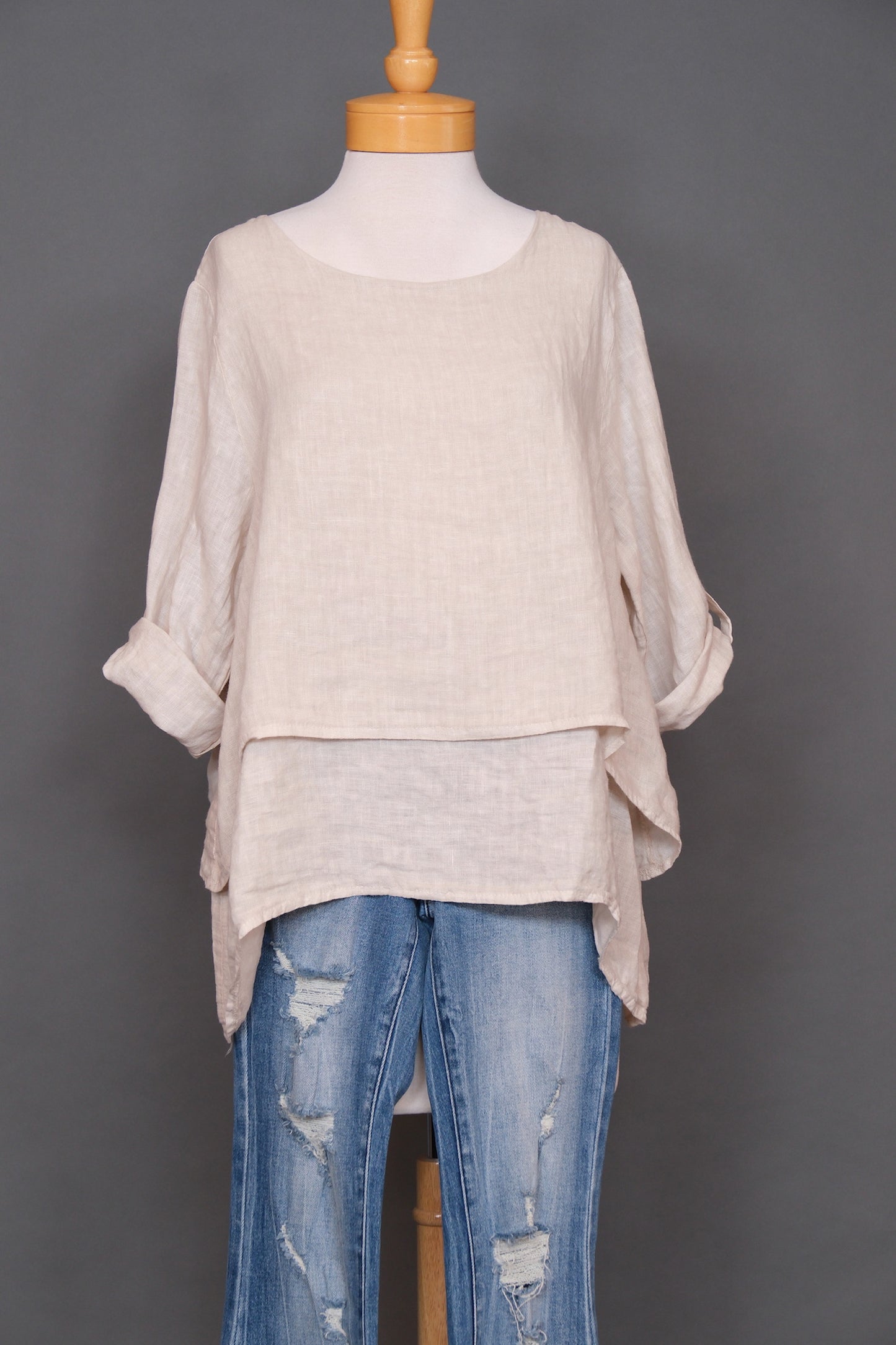 Olivia Linen Top in Natural