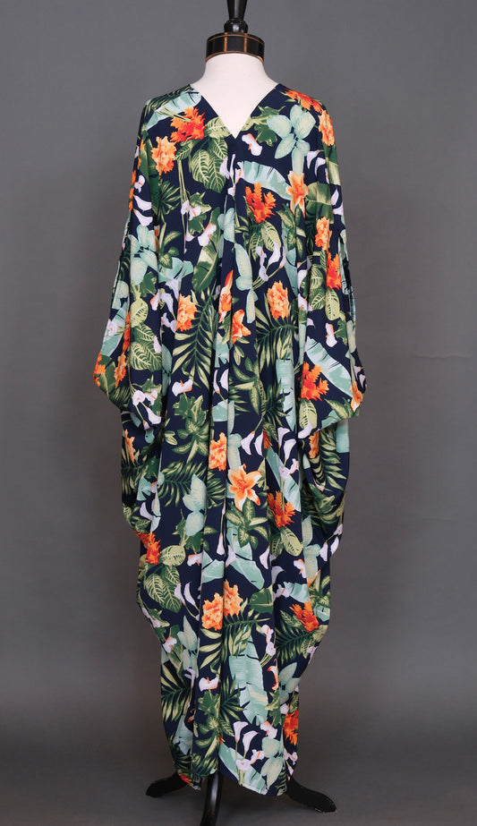Paradise Caftan in Navy & Jade by Jennafer Grace