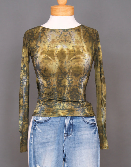 Mesh T in Olive Marble