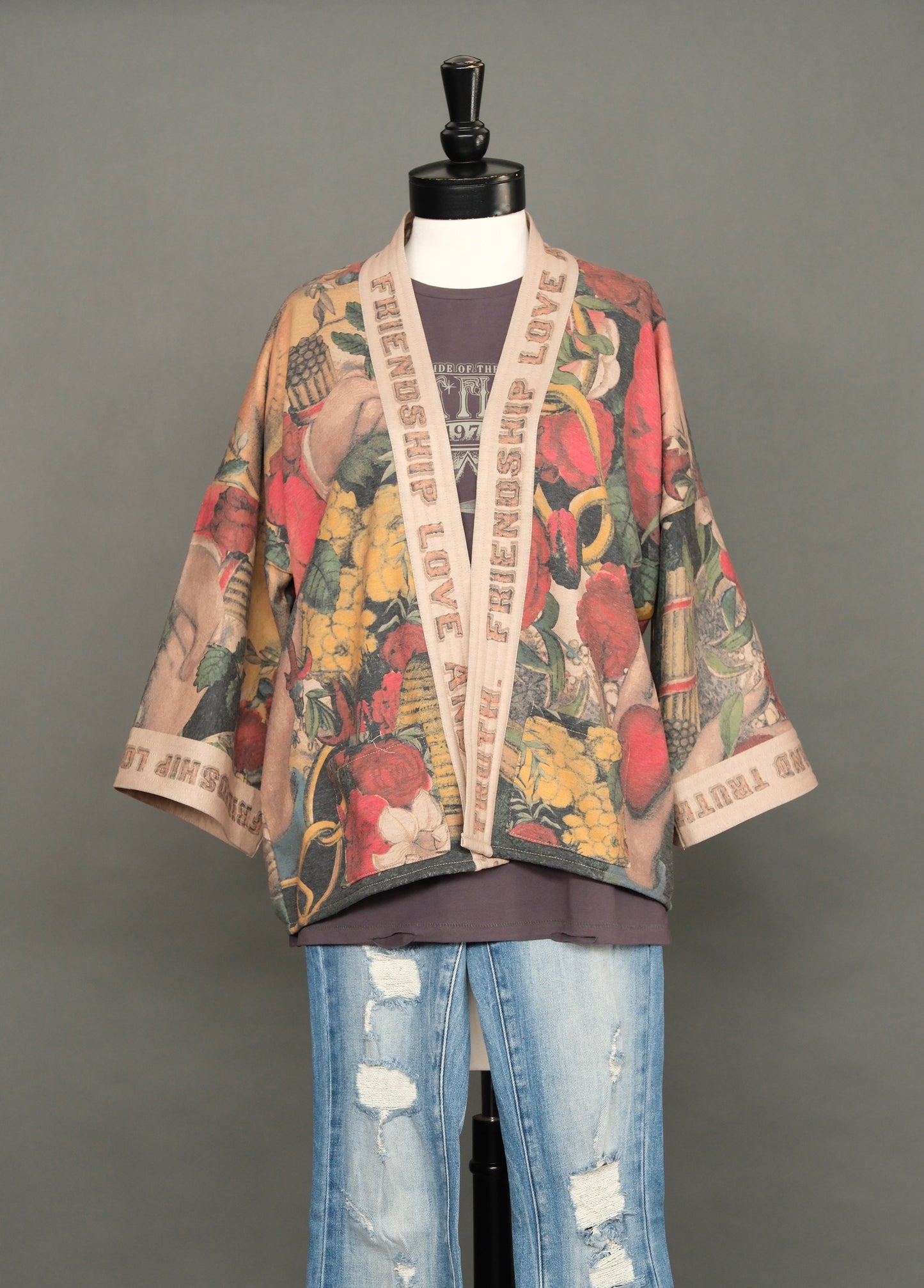 Love, Truth & Friendship Luxe Sweatshirt Jacket in Roses