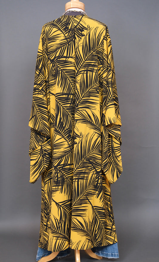 Graphic Palm in Mustard Kimono by Jennafer Grace