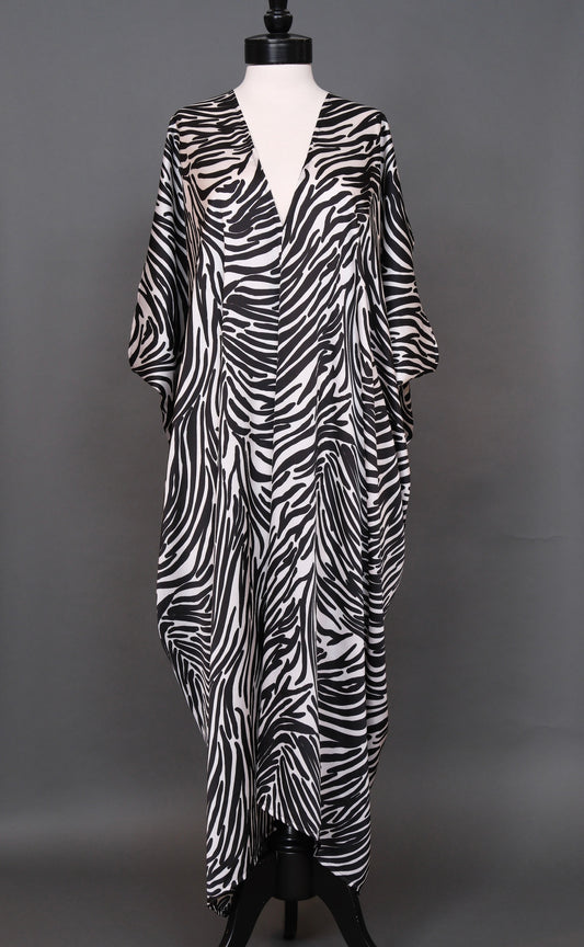 In The Wild Zebra Print Caftan by Jennafer Grace