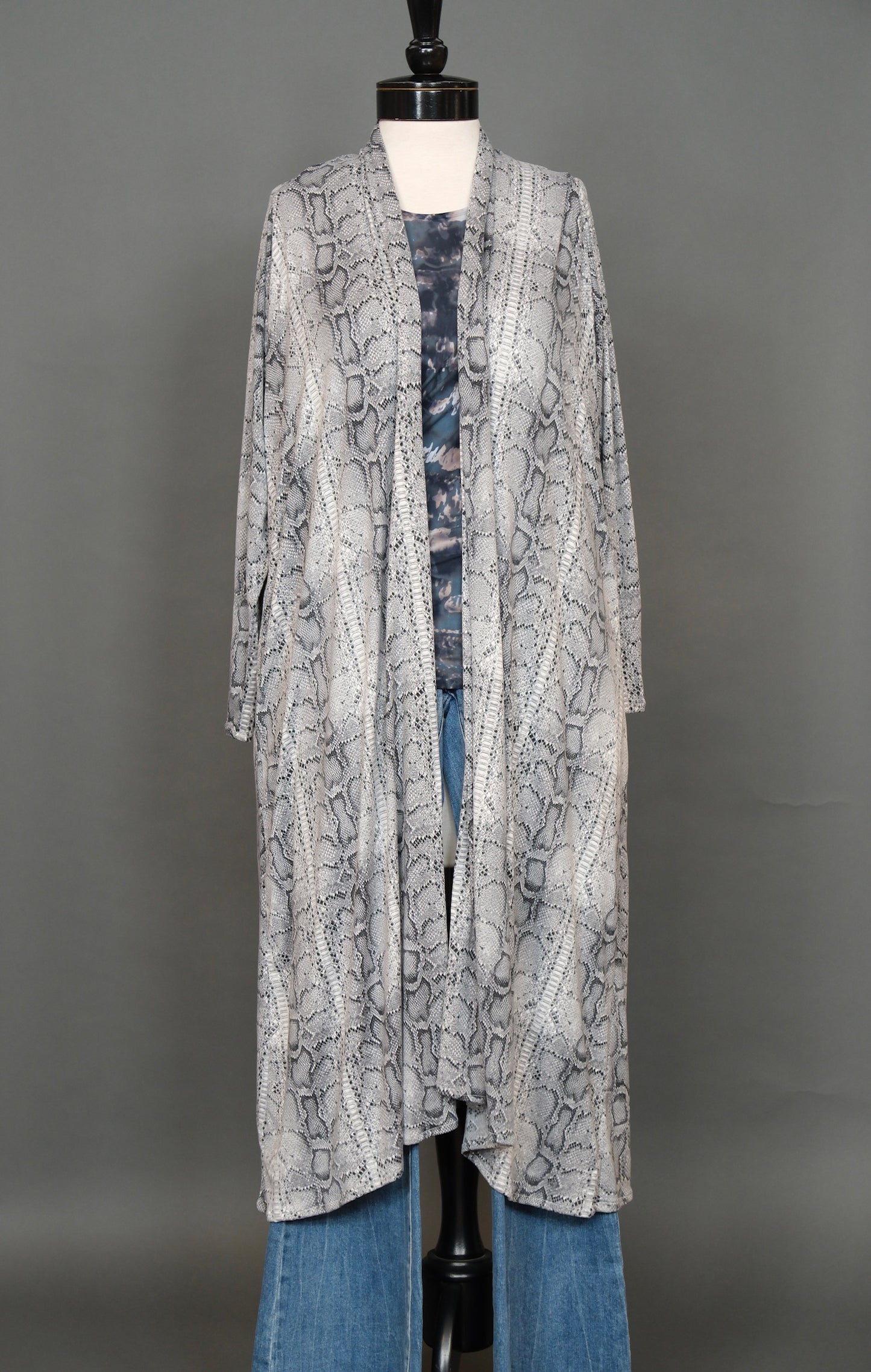Python Grey Yoga Duster by Jennafer Grace Collection