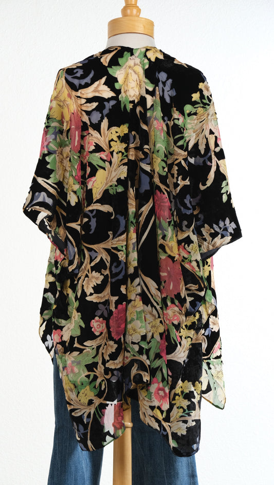 Kimono Topper Burnout in Dark Garden
