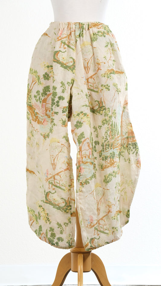 Basic Printed Linen Pants in Cream Landscape by Krista Larson