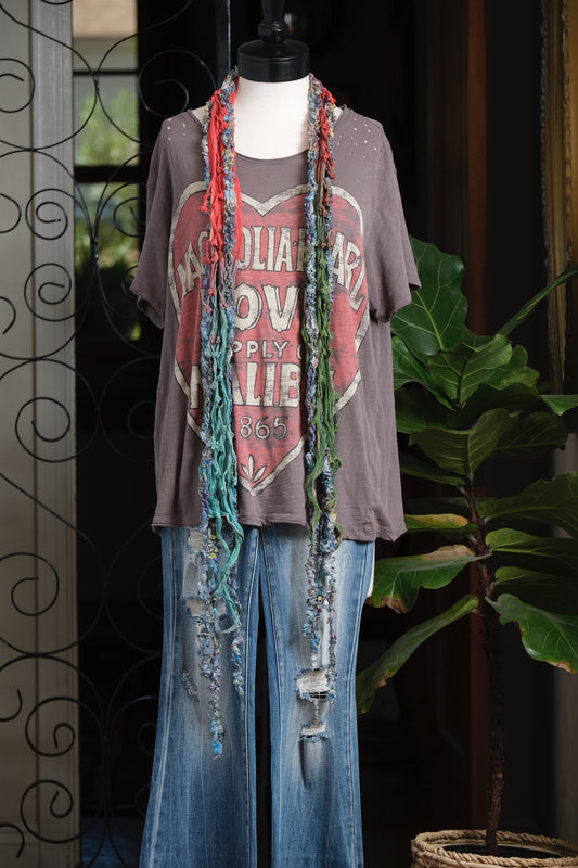 Siren Scarf in Antique Turquoise Vermillion Moss