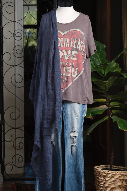 Gauze Scarf in Navy Blue