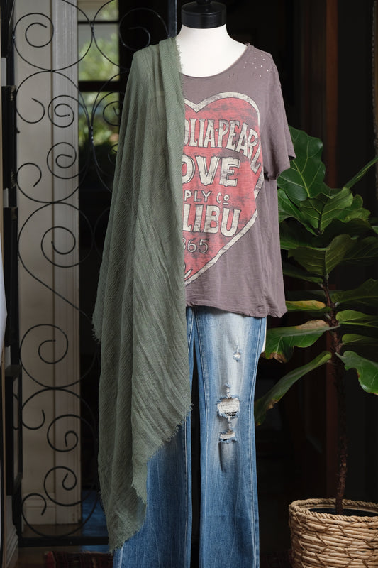 Gauze Scarf in Forest Fern