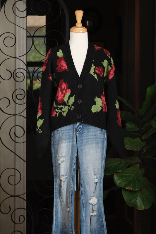 Cardigan in Midnight Rose