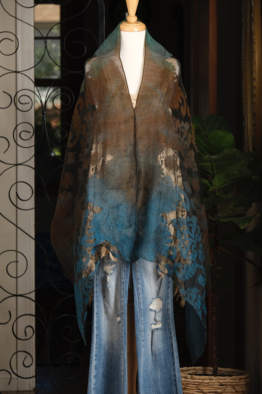 The Valentina Poncho in Coco Teal