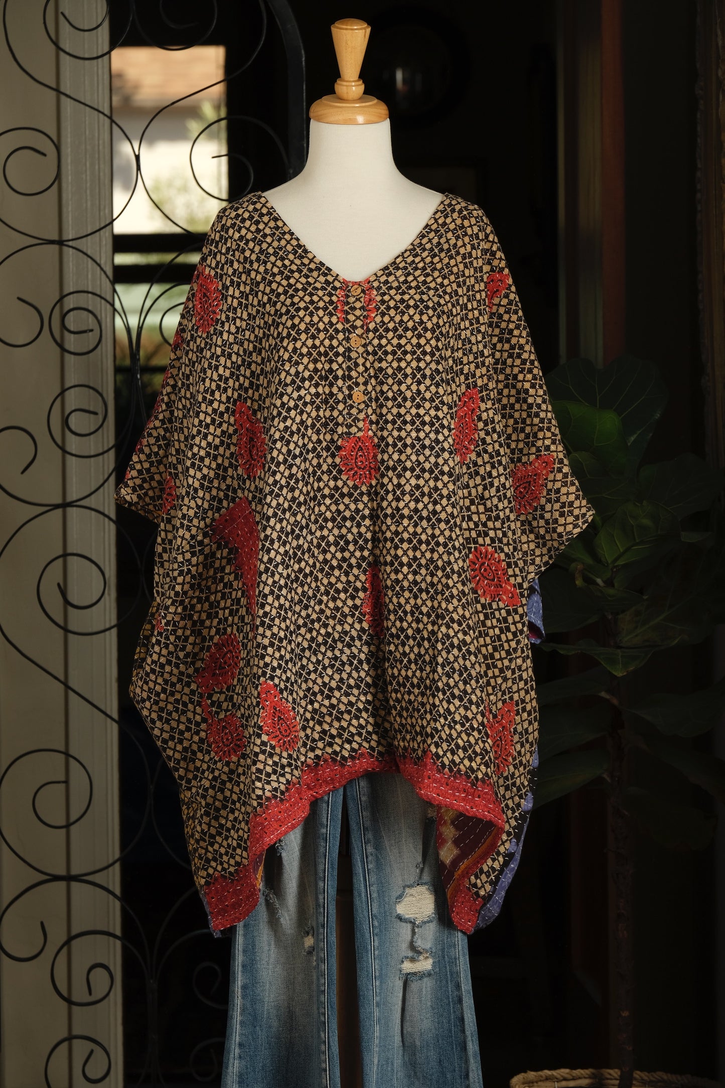 Kantha Button Top in Scotch Kiss
