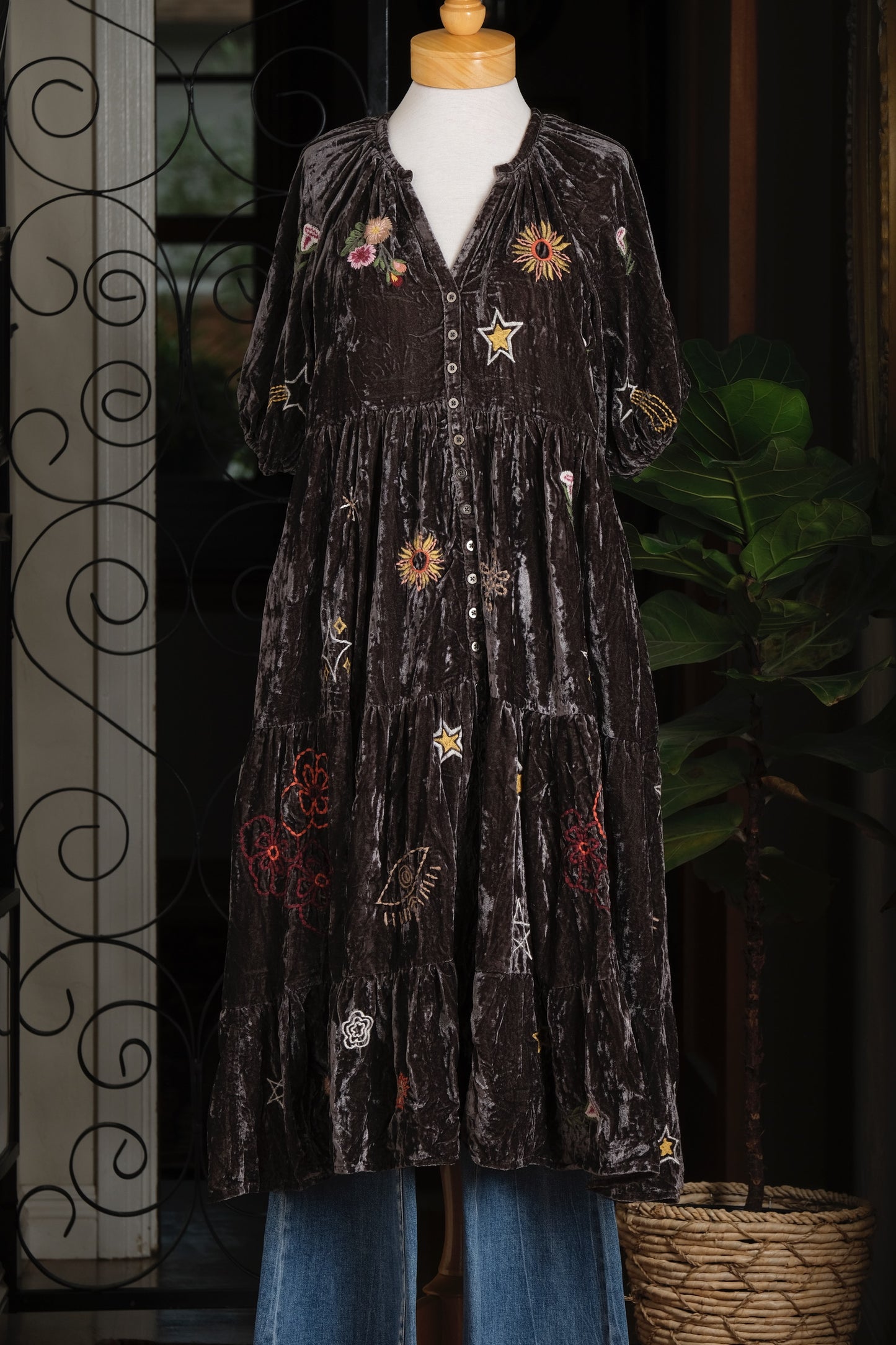 Moon and Stars Velvet Dress
