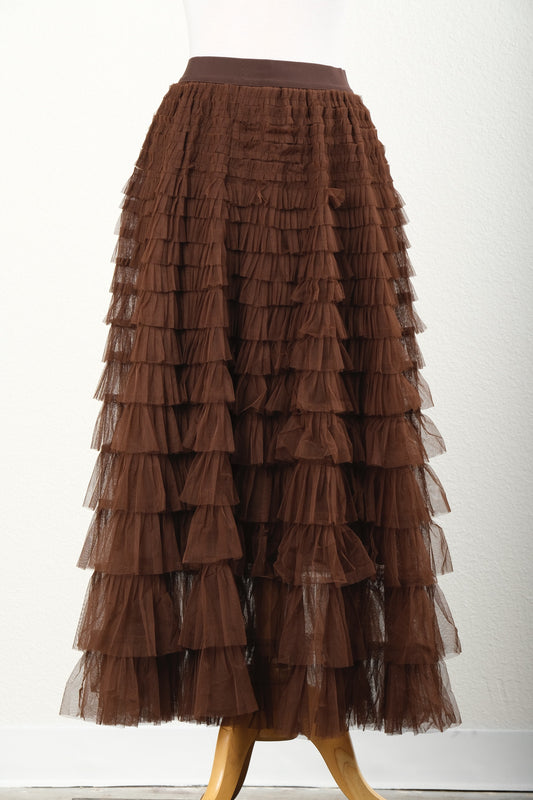 Tulle Skirt in Chocolate Brown