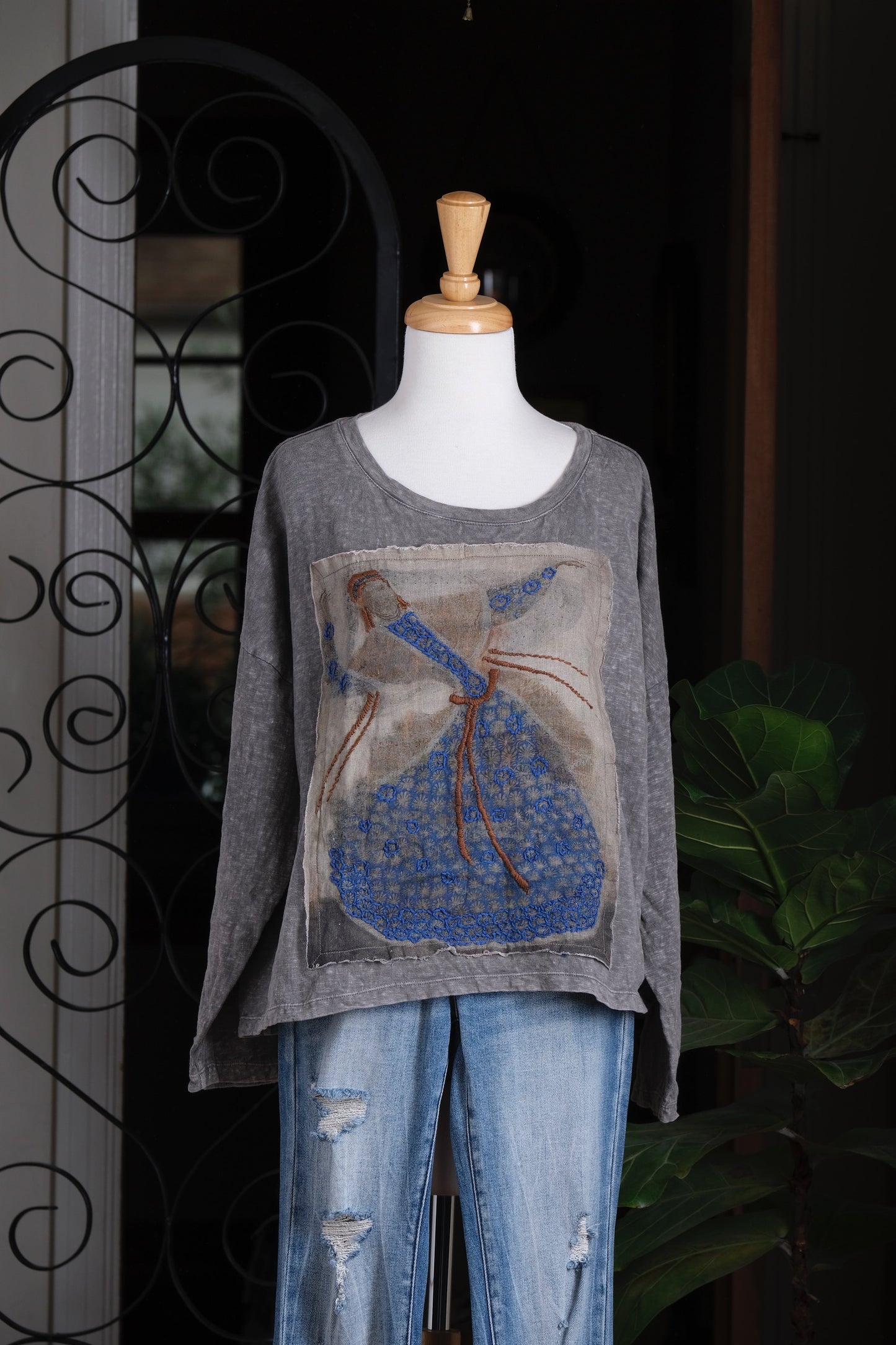 Crop Folklore T Shirt in Ash