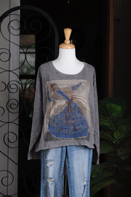 Crop Folklore T Shirt in Ash