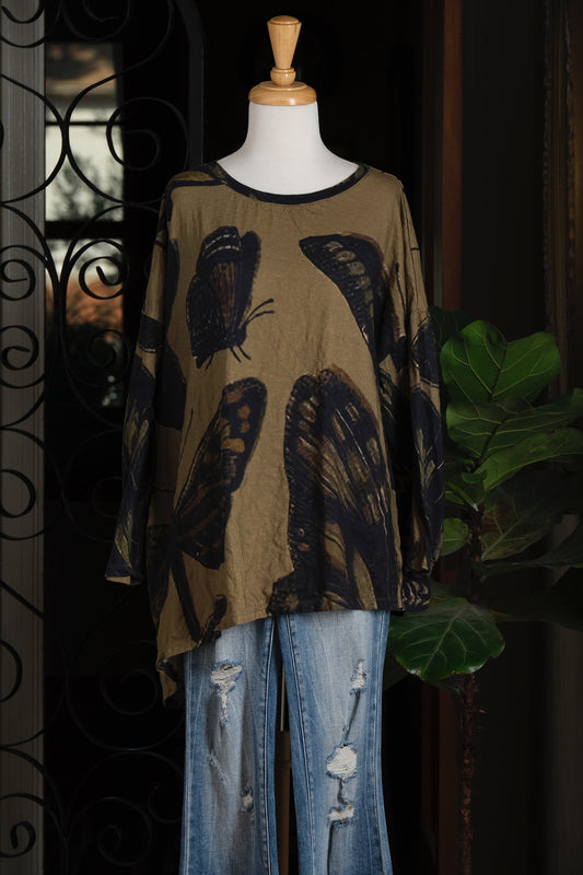 T Shirt Long Sleeve in Dark Butterfly PLCJ