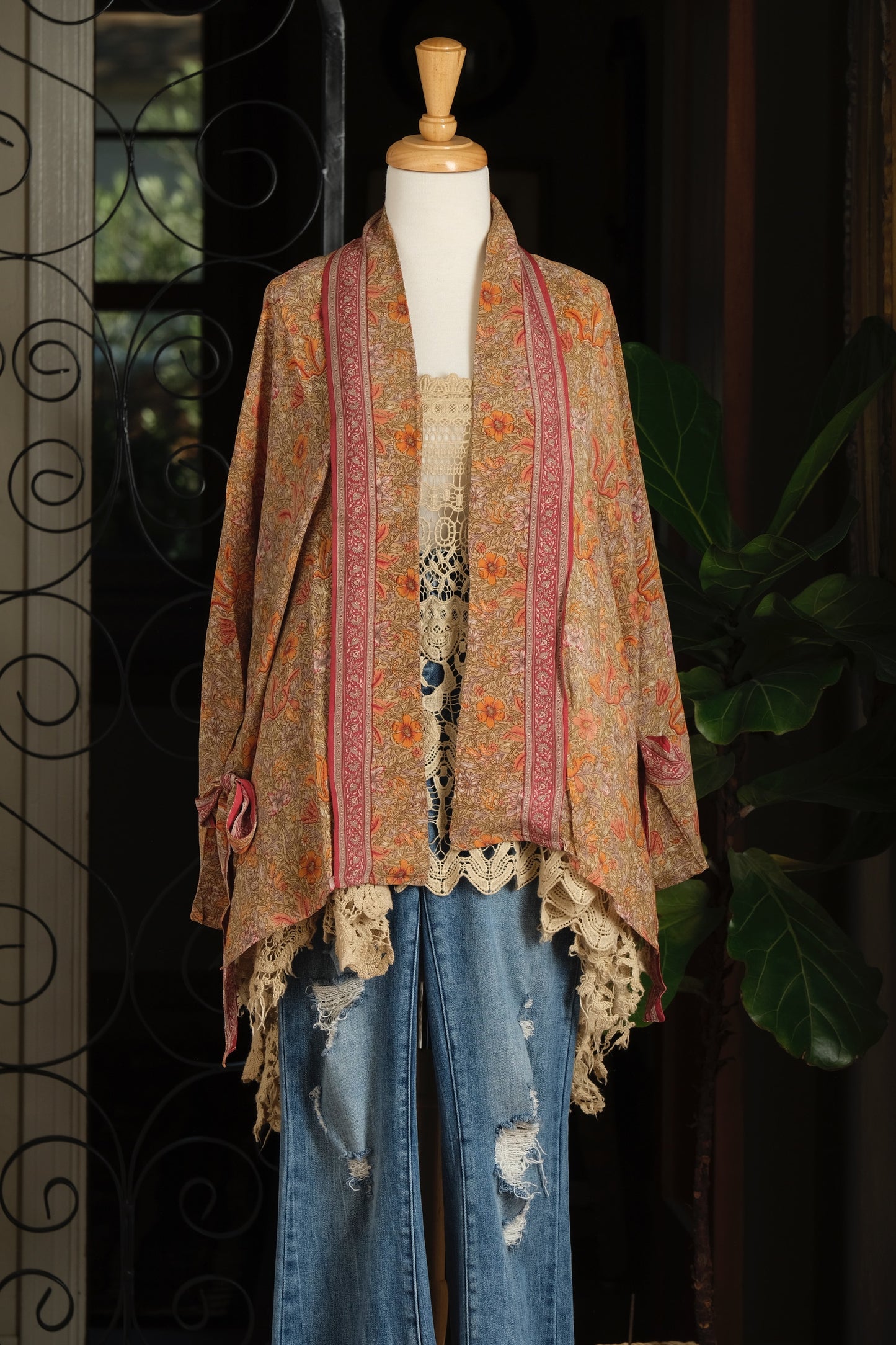 Tie Top in Taupe Apricot