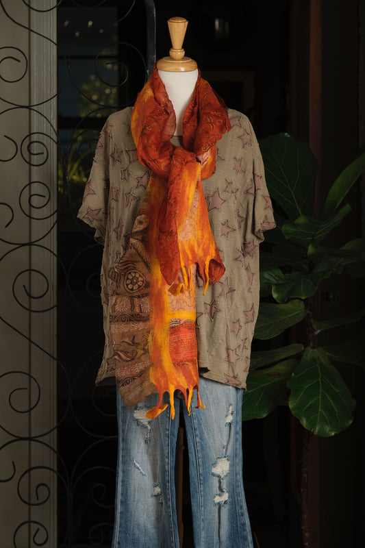 Lotus Scarf in Rusted Bandana