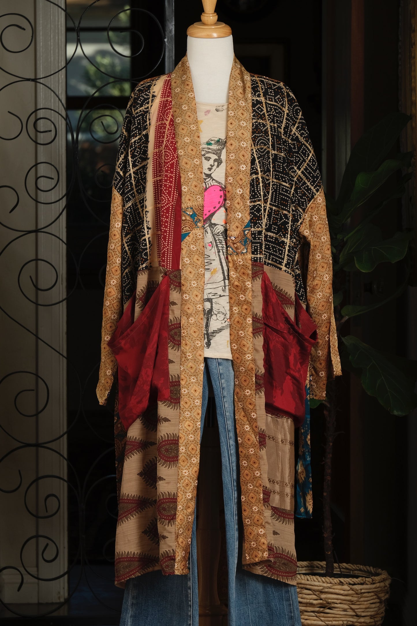 Silky Pocket Duster In Shibori Vibes