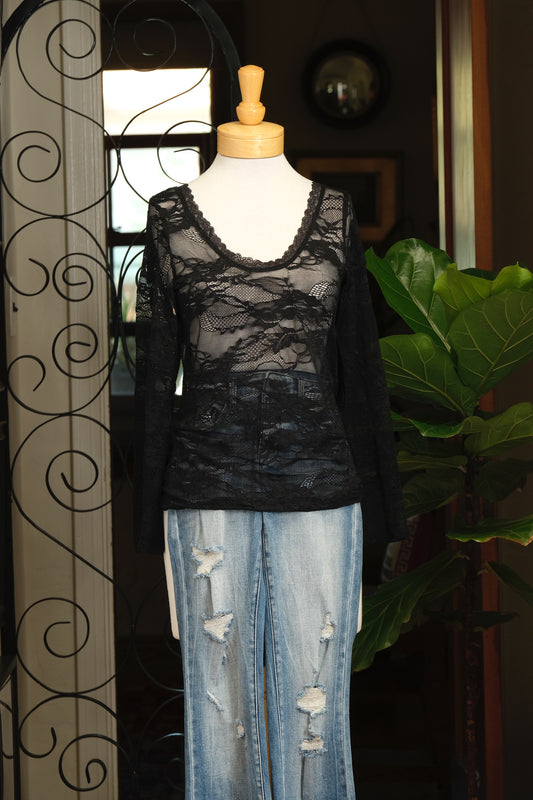 Lace Layering T in Black