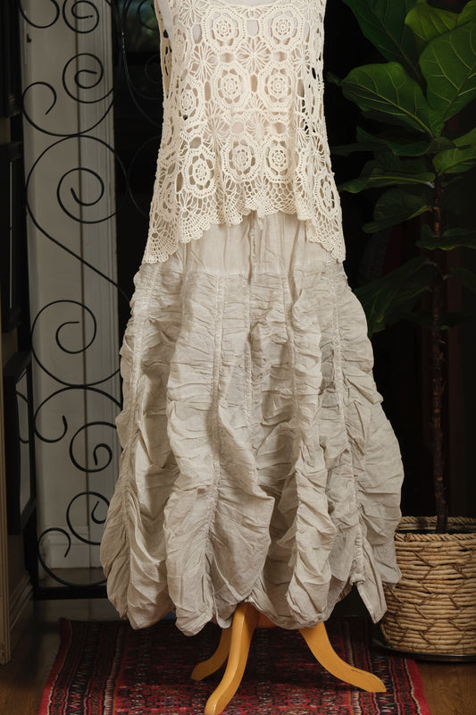 Ruched Skirt in Oyster Pearl