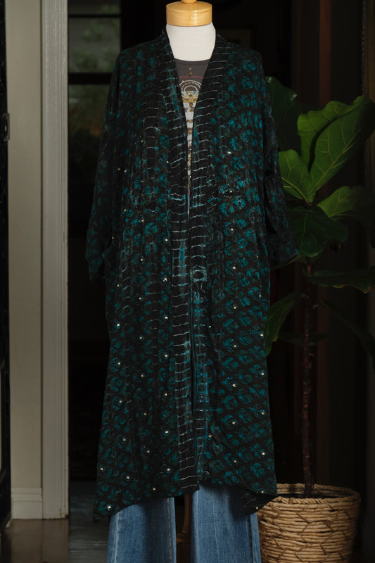 Smoke Duster in Midnight Teal