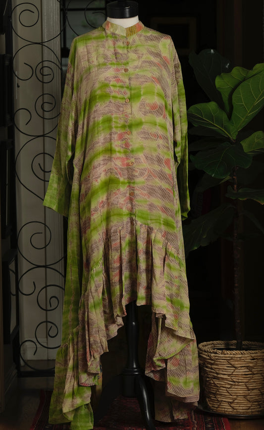 Lotus Duster Dress in Lime Moon