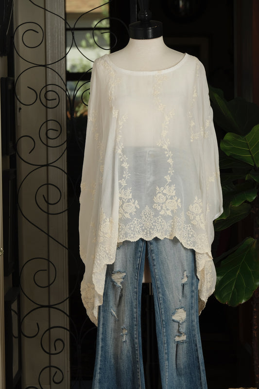 Scarf Top in Embroidered Summer by JGrace