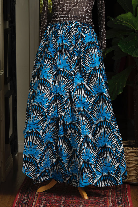 Dutch Wax Skirt in Blue Agave