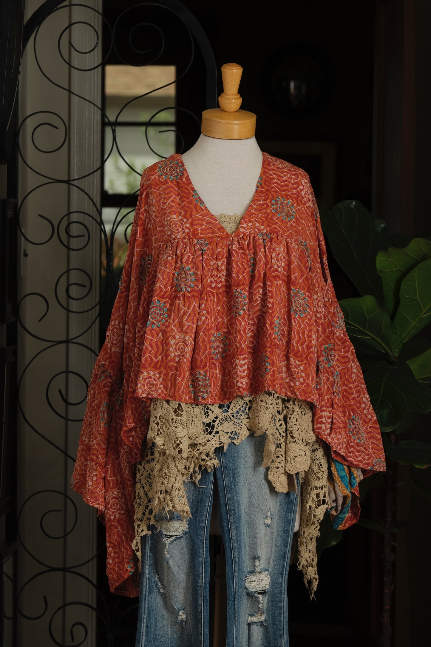 Gold Dust Crop Top in Turquoise Pinwheel